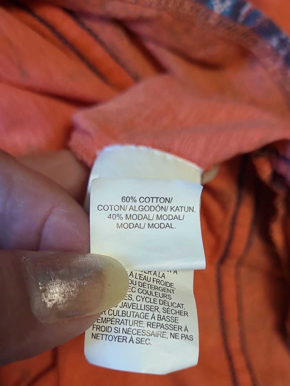Lucky Brand Orange Floral Boho Tunic with Navy Trim. Size 2X. - Picture 7 of 7